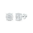thumbnail image 1 of 0.05 CTW Sterling Silver Womens Round Diamond Solitaire Screwback Stud Earrings, 1 of 1