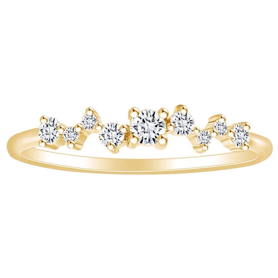 AFFY 0.05 Carat (Cttw) Round White Natural Diamond Accent Zig Zag Engagement Ring 14K Solid Yellow Gold (I-J Color ,I2-I3 Clarity ,0.05 Carat (Cttw) Ring Size-8