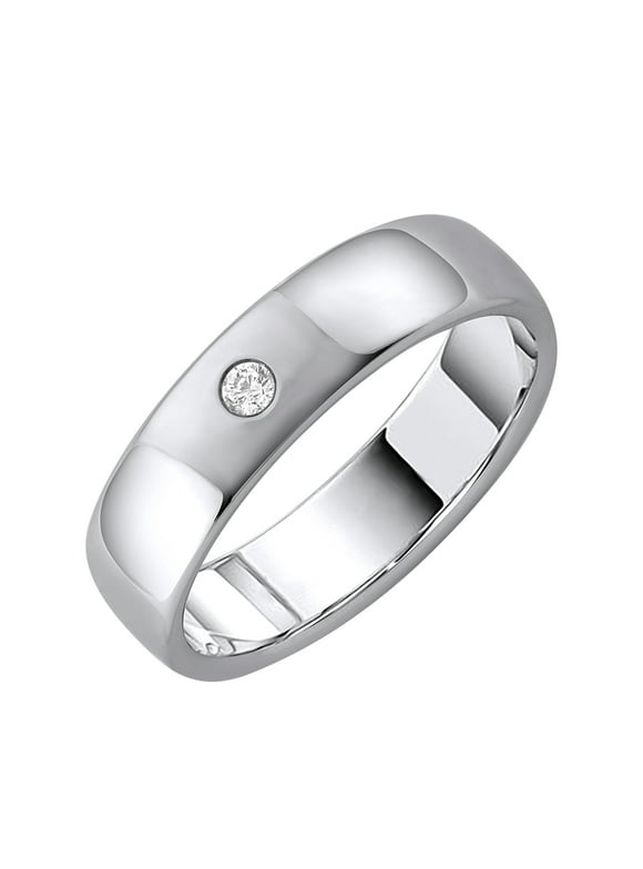0.05 Carat Diamond Wedding Band Ring in 10K White Gold (Ring Size 10)