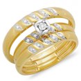 thumbnail image 1 of 0.05 Carat (ctw) 10K Gold Round White Diamond Men & Women's Engagement Ring Trio Bridal Set, 1 of 1