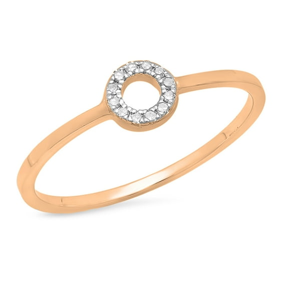 0.05 Carat (ctw) 18K Rose Gold Round Cut White Diamond Ladies Bridal Engagement Ring