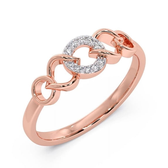 0.05 Ct Round Cut Lab-Created Moissanite Wedding Anniversary Ring 14K Rose Gold Plated
