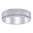 thumbnail image 1 of AFFY 0.05 Ct Round White Natural Diamond Brushed & Polished Edge Band Ring in 14k White Gold Over Sterling Silver Ring Size - 13, 1 of 1