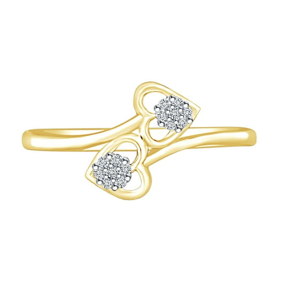 AFFY 0.05 Cttw Round Cut White Natural Diamond Heart Shape Engagement Ring 10k Solid Yellow Gold (I-J Color)
