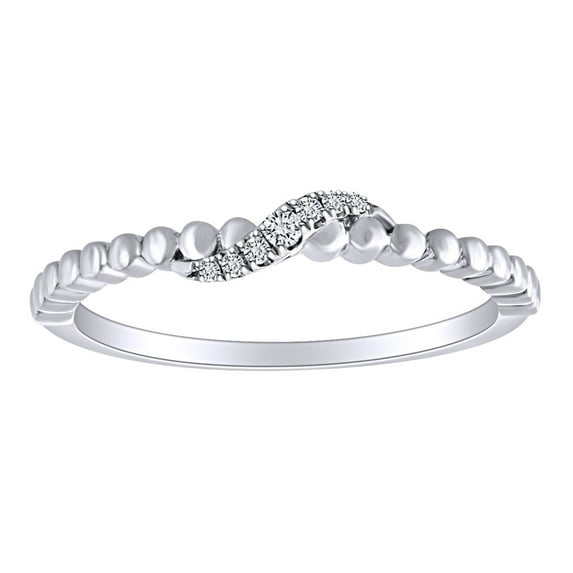 AFFY 0.05 Cttw Round Shape White Natural Diamond Stackable Band Ring In 10K Solid White Gold Ring Size-6.5