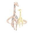 thumbnail image 1 of AFFY 0.05 Cttw Round White Natural Diamond Accent Giraffe Ring In 14k Rose Gold Over Sterling Silver-10.5, 1 of 1