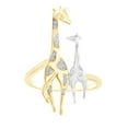 thumbnail image 1 of AFFY 0.05 Cttw Round White Natural Diamond Accent Giraffe Ring In 14k Yellow Gold Over Sterling Silver-12, 1 of 1