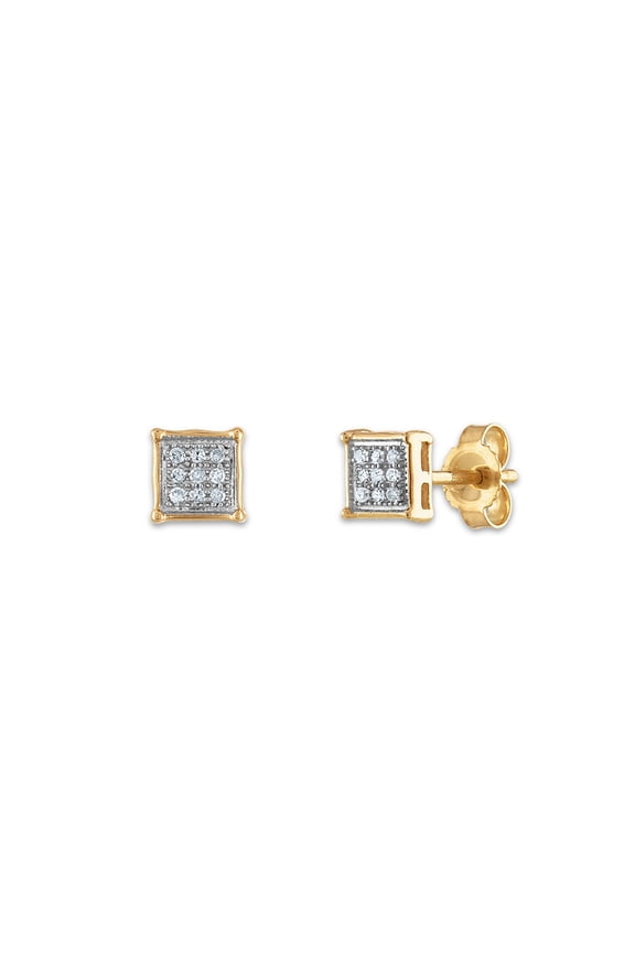 0.05 cttw 10k Yellow Gold Diamond Square EarRing (H-I, I1-I2)