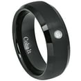 thumbnail image 1 of 0.05ctw Diamond Cobalt Ring - 8mm Black Cobalt Chrome Mens Beveled Wedding Band Anniversary Ring - #395s8, 1 of 3