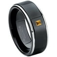thumbnail image 1 of 0.05ctw Princess Cut Citrine Tungsten Ring - 8MM Polished Black IP Stepped Edge Tungsten Carbide Wedding Band - November Birthstone Ring - 14kt Yellow Gold Bezel - TN118PSG-1CNs9.5, 1 of 2
