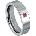 thumbnail image 1 of 0.05ctw Princess Cut Ruby Tungsten Ring - 6MM Polished Finish Pipe Cut Tungsten Carbide Wedding Band - July Birthstone Ring - 14kt Rose Gold Bezel - TN020PSRG-1RBs6.5, 1 of 2