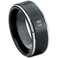 thumbnail image 1 of 0.05ctw Princess Cut Tanzanite Tungsten Ring - 8MM Polished Black IP Stepped Edge Tungsten Carbide Wedding Band - December Birthstone Ring - 14kt Rose Gold Bezel - TN118PSRG-1TZNs9.5, 1 of 2