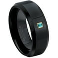 thumbnail image 1 of 0.05ctw Princess Cut Topaz Tungsten Ring - 8MM Polished Black IP Beveled Edge Tungsten Carbide Wedding Band - November Birthstone Ring - 14kt Yellow Gold Bezel - TN084PSG-1TPs8.5, 1 of 2