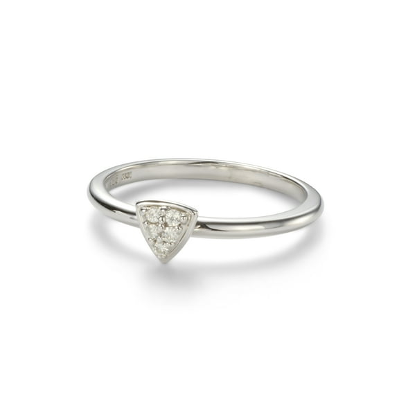 0.06 CTW DEW Round Moissanite Geometric Ring in Sterling Silver