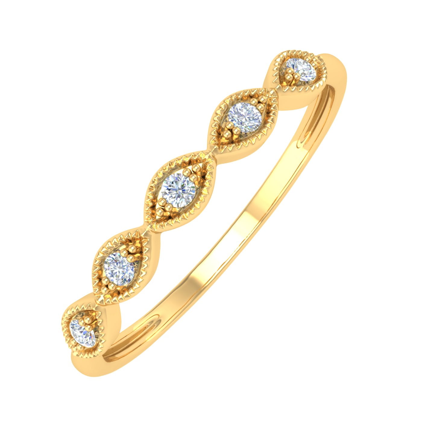 0.06 Carat Diamond Twisted Wedding Band Ring in 10K Yellow Gold (Ring ...