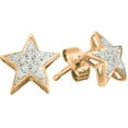thumbnail image 1 of 0.06 Carat (ctw) 18K Rose Gold Round Cut White Diamond Ladies Star Shape Fashion Stud Earrings, 1 of 1