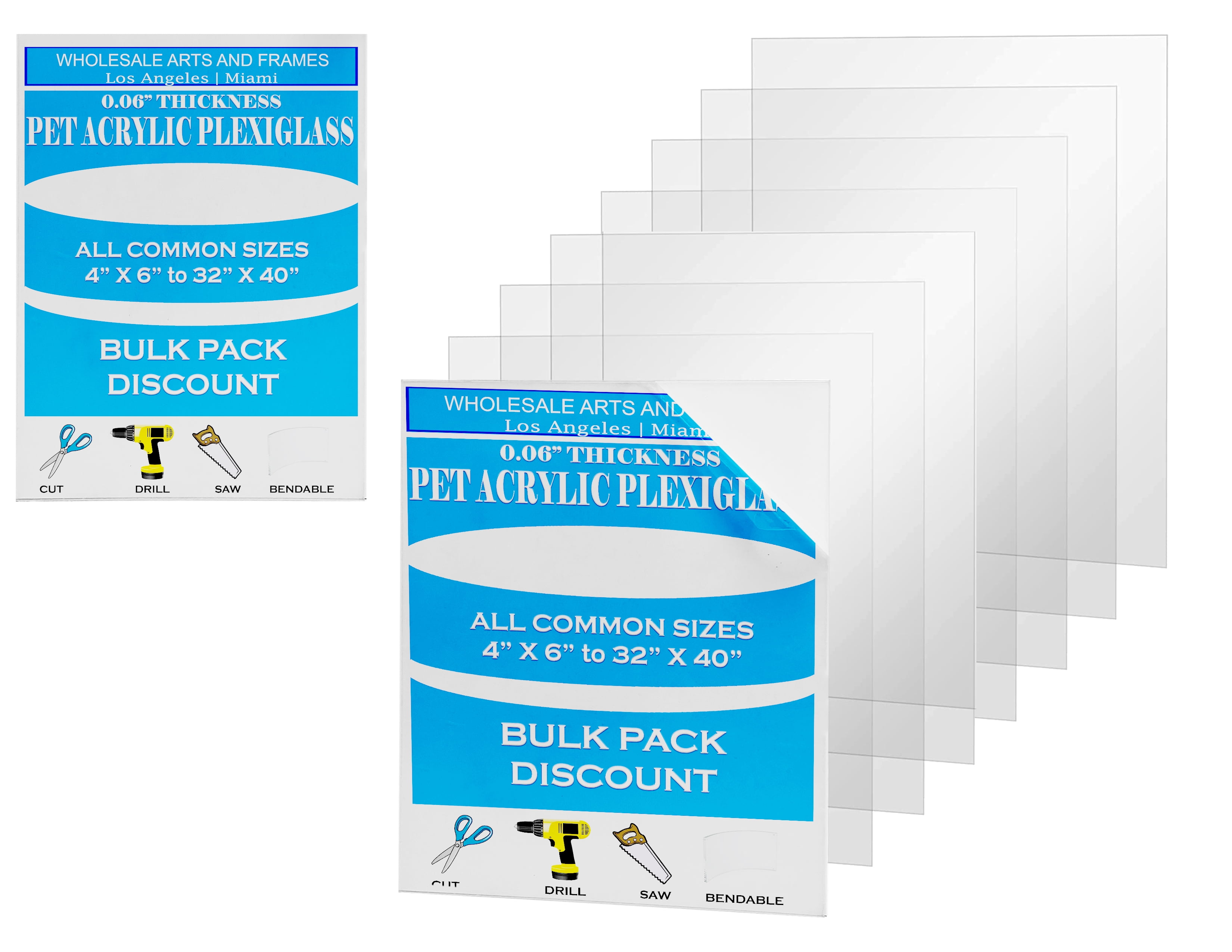 0.06" Clear Plexiglass 5x7 10 Pack, Transparent Lucite Acrylic PET