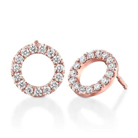 0.06 Ct Round Cut Created White Diamond Circle Stud Earrings 14K Rose Gold Plated