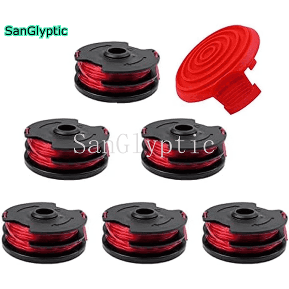 0.065" 27ft String Trimmer Replacement Spool, Weed Eater Spools Compatible with GGT500WU HT18-401-004-01, 6 Spools + 1 Cap Cover
