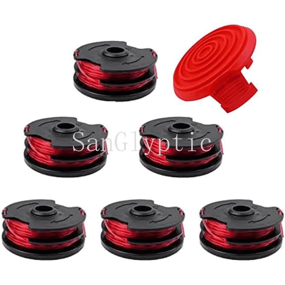 0.065" 27ft String Trimmer Replacement Spool, Weed Eater Spools Compatible with GGT500WU HT18-401-004-01, 6 Spools + 1 Cap Cover