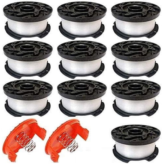 0.065" Autofeed Replacement Spool Compatible with Black and Decker AF-100 String Trimmer, 30ft, 10 Spools 2 Caps
