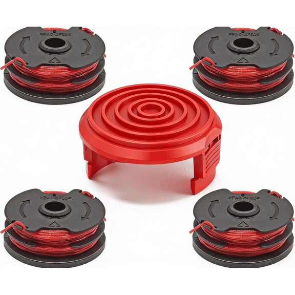 0.065'' Replacement Trimmer Spools & Cap Cover Compatible with Hyper Tough Weed Eater String Trimmer,Fit for GGT500WU, HT18-401-004-01,HT-21-401-002-04, Black Red, 4+1 Pack