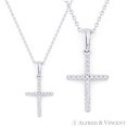 thumbnail image 1 of 0.06ct Round Cut Diamond Pave Cross & Chain Necklace in 14k White Gold, 1 of 3