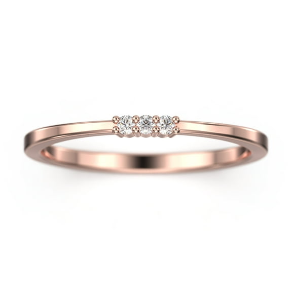 0.06ct Round Three Stone Diamond Moissanite 18K Rose Gold Over Silver Wedding Band