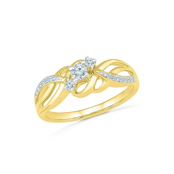 0.07 CTTW 10KT YELLOW GOLD LAB CREATED WHITE SAPPHIRE ENGAGEMENT RING