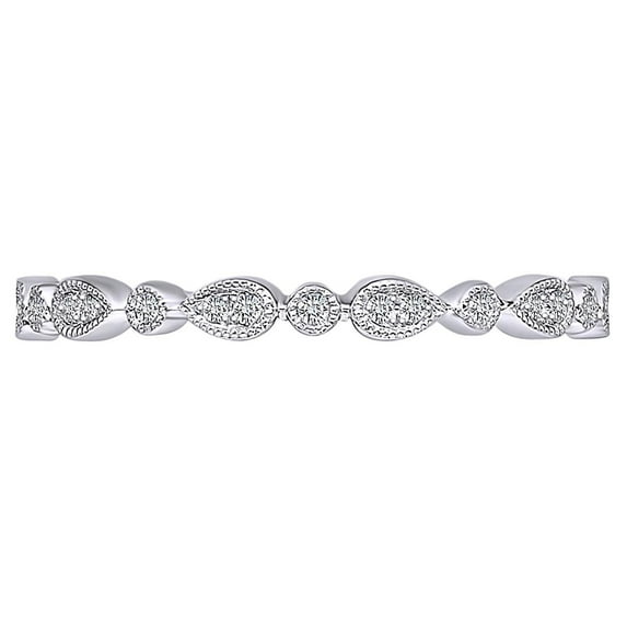 AFFY 0.07 Carat (Cttw) Round Natural Diamond Accent Engagement Band Ring 14K Solid White Gold (I-J Color, I2-I3 Clarity, 0.07 Carat (cttw) Ring Size-5.5