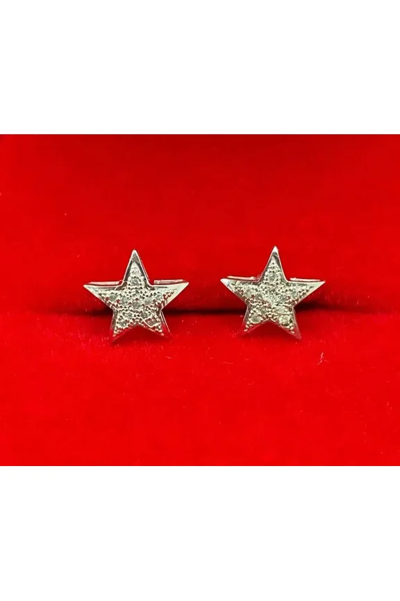 0.07 Ct Round Cut Created Diamond Star Shape Womens Stud Earrings 925 Sterling Silver