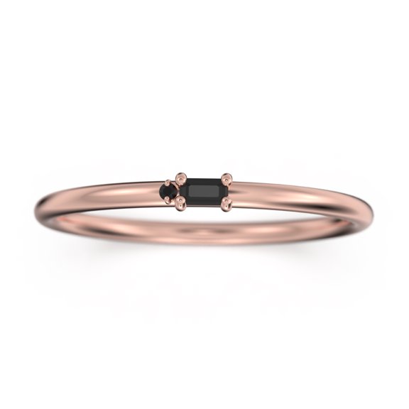 0.07ct Black Diamond Moissanite 10K Rose GoldMorse Code Rings