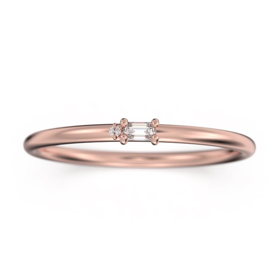 0.07ct Diamond Moissanite 18K Rose Gold Over Silver Morse Code Rings