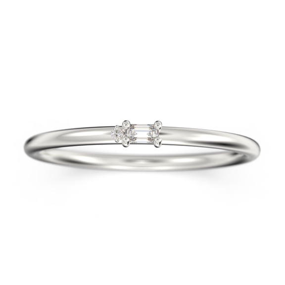 0.07ct Diamond Moissanite 18K White Gold Over Silver Morse Code Rings