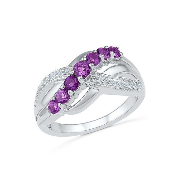 0.08 CTTW STERLING SILVER AMETHYST FASHION RING