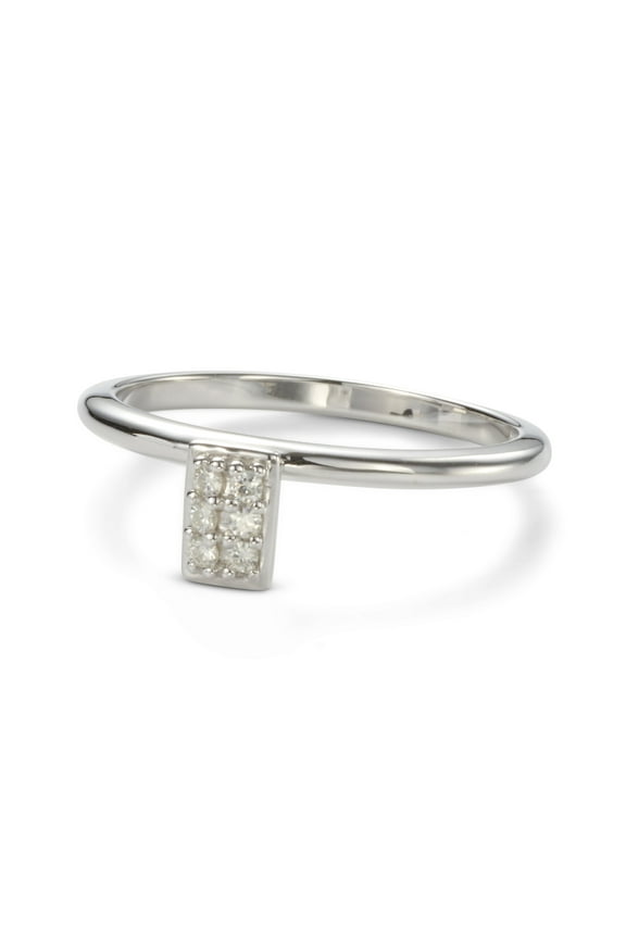0.08 CTW DEW Round Moissanite Rectangular Cluster Ring in Sterling Silver