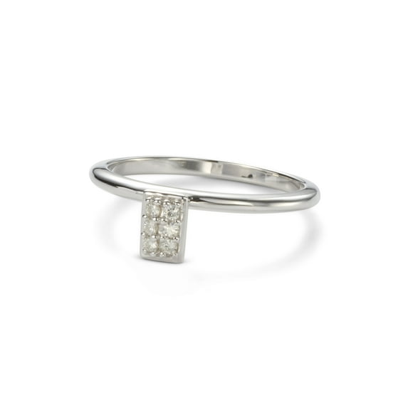 0.08 CTW DEW Round Moissanite Rectangular Cluster Ring in Sterling Silver