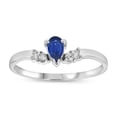 thumbnail image 1 of 0.08 CTW Diamond & Pear Shaped Sapphire Ring, 14K Gold - Size 4.5, 1 of 1
