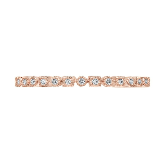 AFFY 0.08 Carat (Cttw) Round Natural Diamond Accent Square & Round Engagement Ring 14K Solid Rose Gold (I-J Color, I2-I3 Clarity, 0.08 Carat (Cttw) Ring Size-7.5