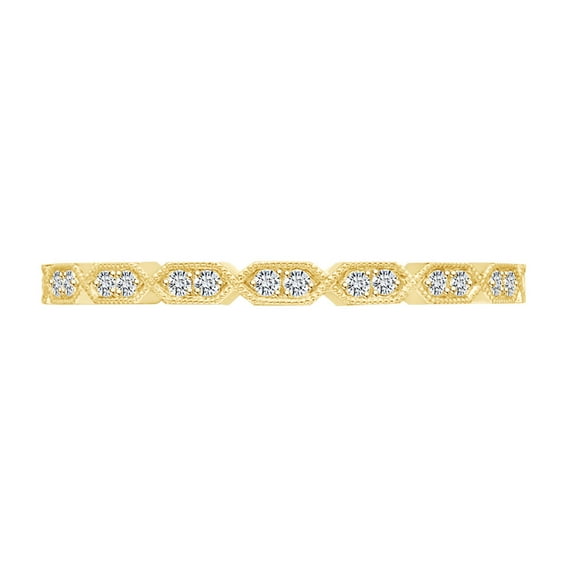 AFFY 0.08 Carat (Cttw) Round Natural Diamond Accent Wedding Band Ring 14K Solid Yellow Gold (I-J Color, I2-I3 Clarity, 0.08 Carat (Cttw) Ring Size-10