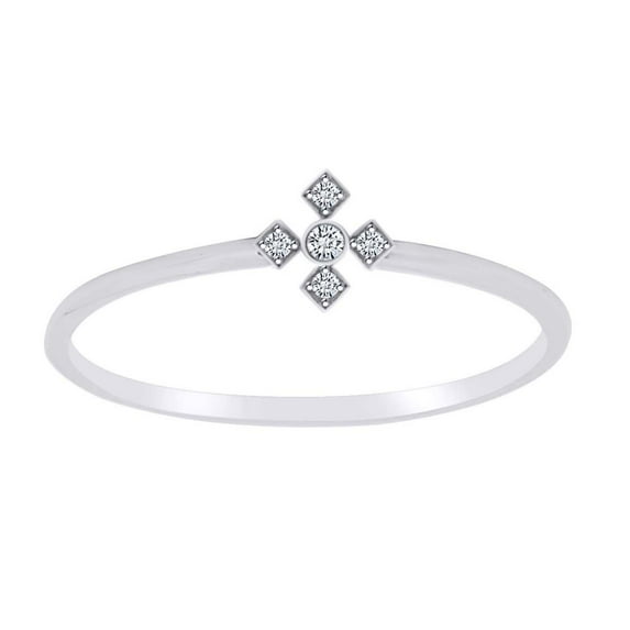 AFFY 0.08 Carat (Cttw) Round White Natural Diamond Accent Engagement Ring 14K Solid White Gold (I-J Color ,I2-I3 Clarity ,0.08 Carat (Cttw) Ring Size-8