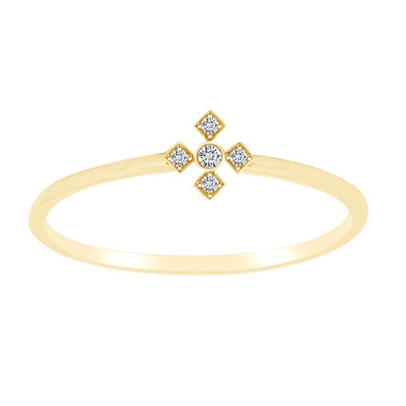 AFFY 0.08 Carat (Cttw) Round White Natural Diamond Accent Engagement Ring 14K Solid Yellow Gold (I-J Color ,I2-I3 Clarity ,0.08 Carat (Cttw) Ring Size-10