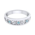 thumbnail image 1 of AFFY 0.08 Carat Round Simulated Blue Sapphire Filigree Half Eternity Wedding Band Ring 14k Solid White Gold Ring Size-7.5, 1 of 2