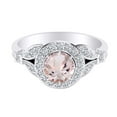 thumbnail image 1 of AFFY 0.08 Carat Round Simulated Morganite & Natural Diamond Vintage Style Engagement Ring 14K Solid White Gold Ring Size-10, 1 of 2