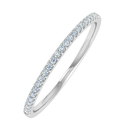 0.08 Carat (ctw) 10K White Gold Round White Diamond Ladies Dainty Anniversary Wedding Stackable Ring (Ring Size 8.5)