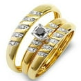 thumbnail image 1 of 0.08 Carat (ctw) 18K Yellow Gold Round White And Black Diamond Men & Women's Diamond Ring Trio Set, 1 of 1