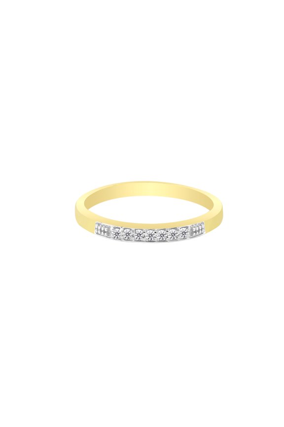 0.08 Ct. IGI Certified Natural Diamond 18k Solid Yellow Gold Bar Band Ring Size 7 US 18kt