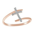 thumbnail image 1 of AFFY 0.08 Cttw Round Cut White Natural Diamond Sideway Cross Ring In 10k Solid Rose Gold Ring Size-6, 1 of 1