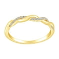 thumbnail image 1 of AFFY 0.08 Cttw Round Cut White Natural Diamond Stackable Twisted Ring In 10K Solid Yellow Gold Ring Size-9.5, 1 of 1