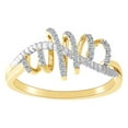 thumbnail image 1 of AFFY 0.08 Cttw Round White Natural Diamond Ribbon Style Ring 10k Solid Yellow Gold Ring Size-8.5, 1 of 1
